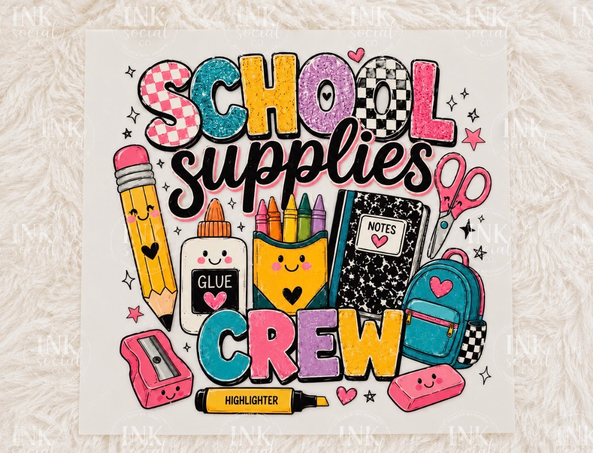 School Supplies Crew School Shirt DTF Print