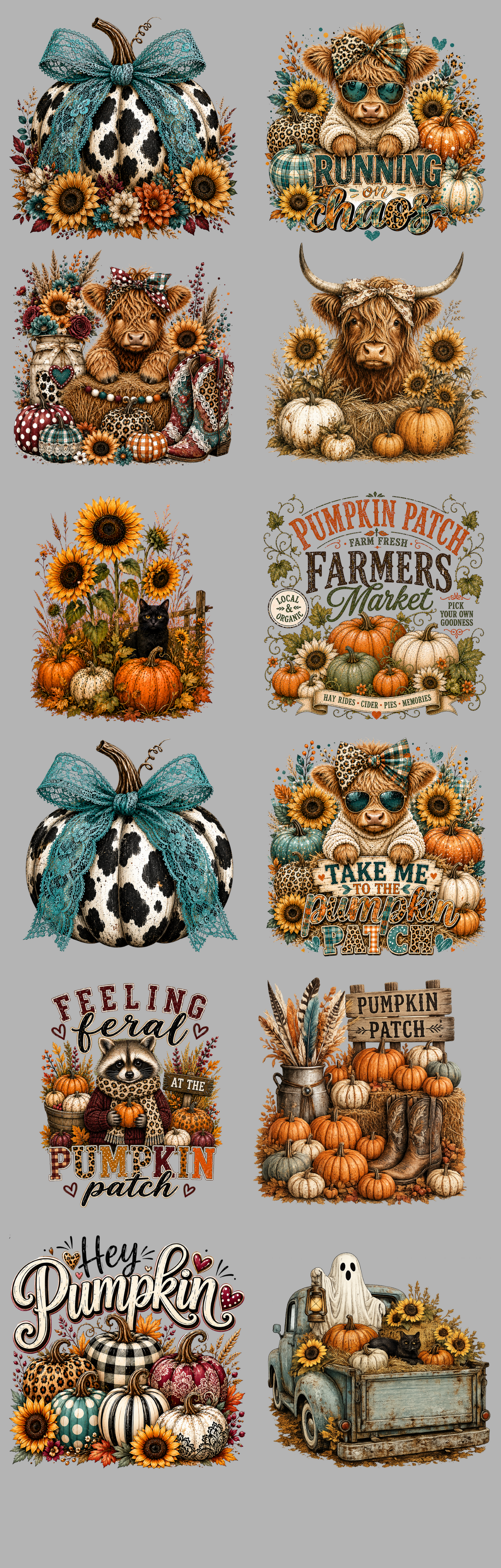 Western Fall DTF Gang Sheet | Ready to Press Transfers | Autumn Western Designs