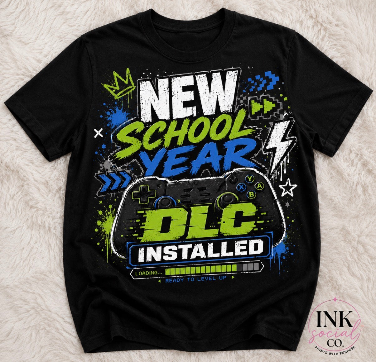 New School Year DLC Installed Graphic Tee | Gamer Back to School Shirt | Kids First Day Tee