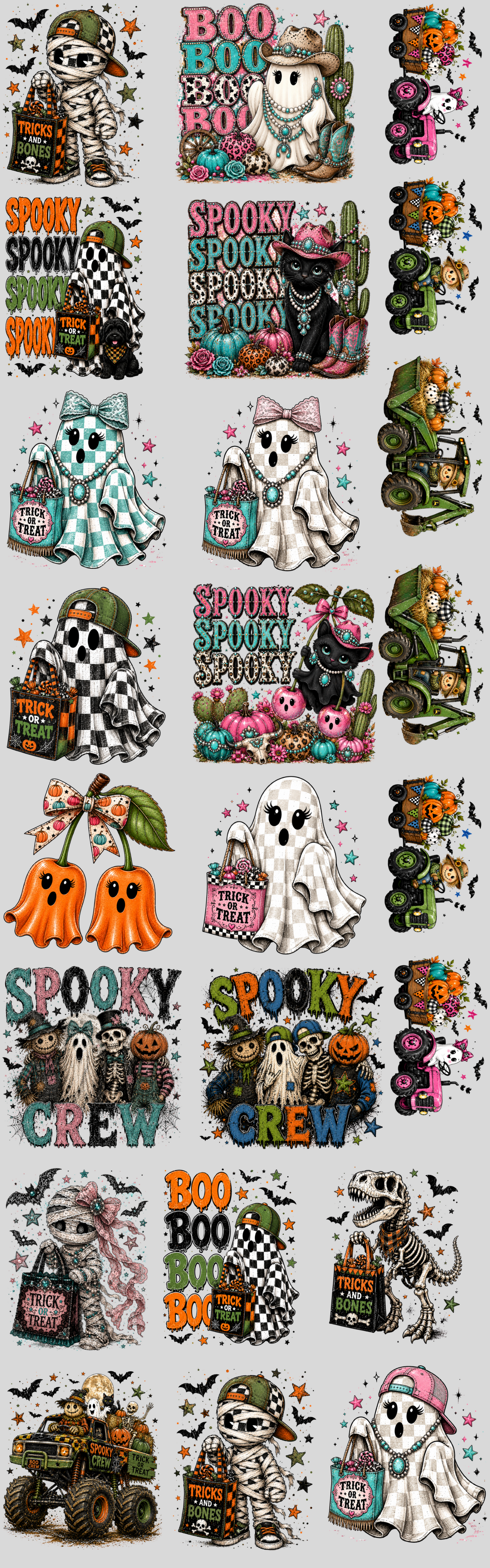 Kids Halloween DTF Gang Sheet | Ready to Press Transfers | Cute Spooky Designs