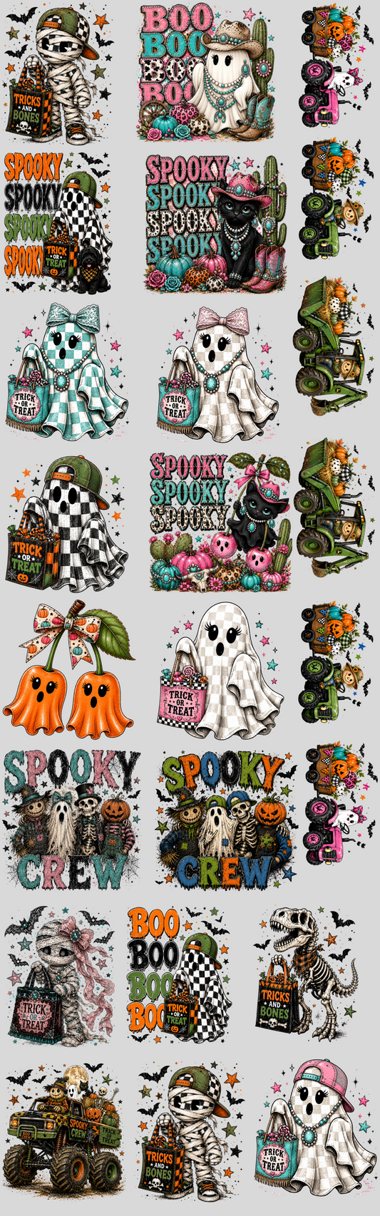 Kids Halloween DTF Gang Sheet | Ready to Press Transfers | Cute Spooky Designs
