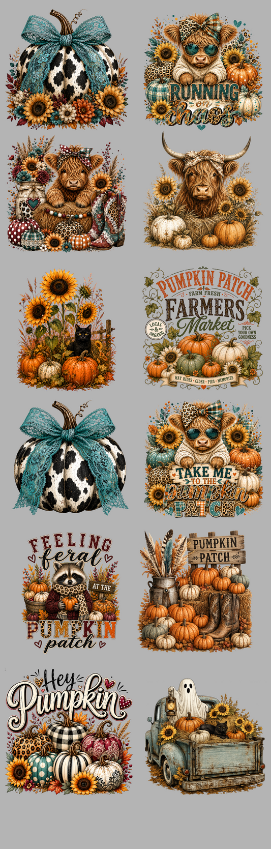 Western Fall DTF Gang Sheet | Ready to Press Transfers | Autumn Western Designs